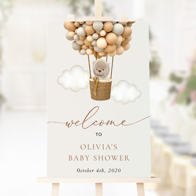 Teddy Bear, Beige Balloons, Baby Shower Welcome Poster (Creator Uploaded)