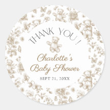 Teddy Bear Beige Neutral Baby Shower Thank You