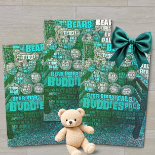 Teddy Bear Best Friends Embedded Word Cloud Tissue Paper
