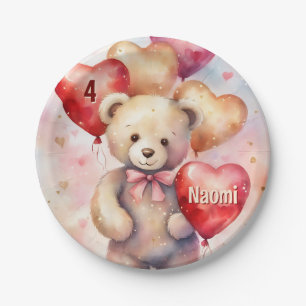 Teddy Bear Birthday Add Name & Age Paper Plate