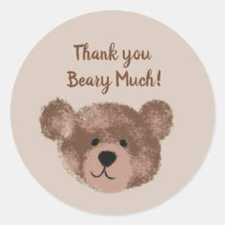 Teddy Bear Birthday Baby Shower Favour Thank You Classic Round Sticker