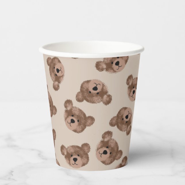 Teddy Bear Birthday Baby Shower  Paper Cups (Front)