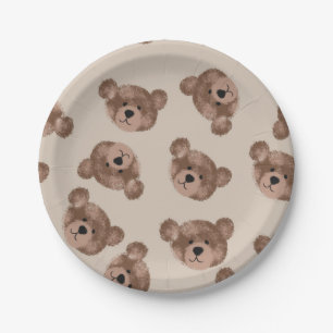Teddy Bear Birthday Baby Shower  Paper Plate