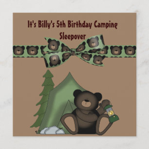 Teddy Bear Birthday Camp Sleepover Invitation