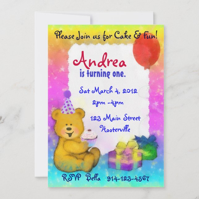 Teddy Bear Birthday Invitation (Front)