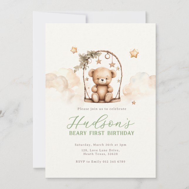 Teddy Bear Birthday Invitation (Front)