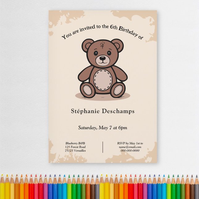 Teddy Bear Birthday Invitation (Teddy Bear Birthday Invitation)