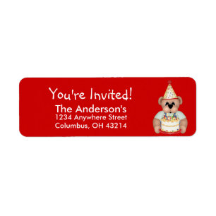 Teddy Bear Birthday Party Address Labels