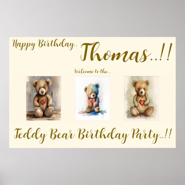 Teddy Bear Birthday Party Poster (Front)