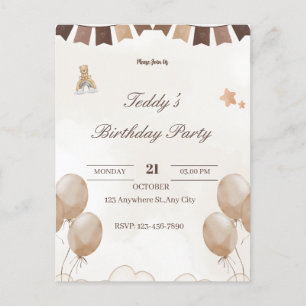 Teddy Bear Birthday Welcome Postcard 