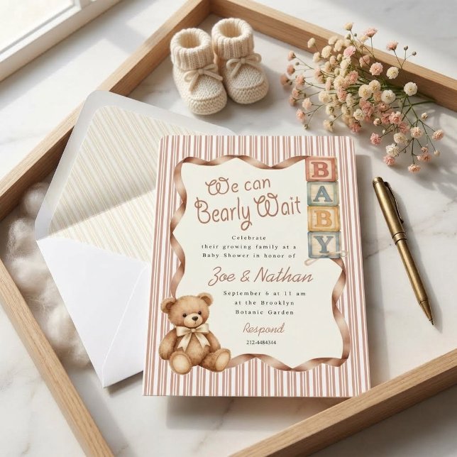 Teddy Bear Blocks Baby Shower Invitation (Creator Uploaded)