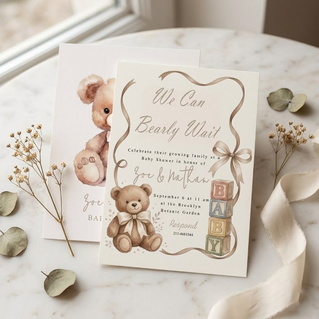 Teddy Bear Blocks Baby Shower Invitation (Creator Uploaded)