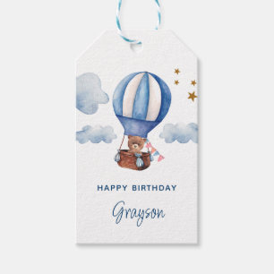 Teddy Bear Blue 1st Birthday Gift Tags