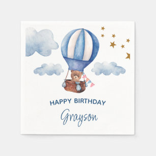 Teddy Bear Blue 1st Birthday Napkin