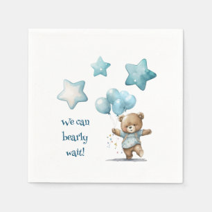 Teddy Bear blue baby boy shower plates Napkin