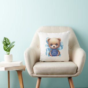 Teddy Bear Blue Baby Shower Cushion