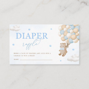 Teddy Bear Blue Baby Shower Diaper Raffle Enclosure Card