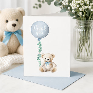 Teddy Bear Blue Baby Shower Thank You Card