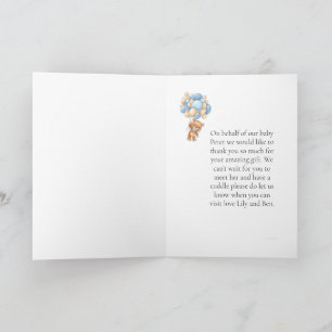 Teddy Bear Blue Balloon Amazing Gift Thank you  Ca Card