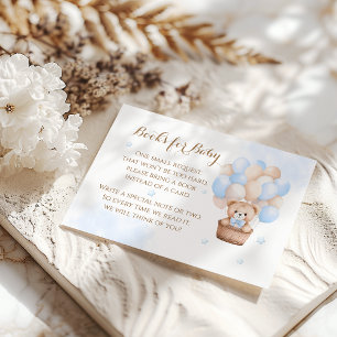 Teddy Bear Blue Balloon Boy Baby Shower Enclosure Card