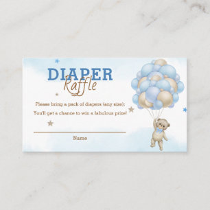 Teddy Bear Blue Balloons Baby Shower Diaper Raffle Enclosure Card