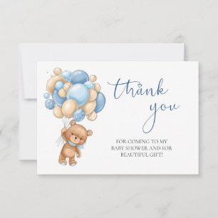 Teddy Bear Blue Balloons Baby Shower Thank You