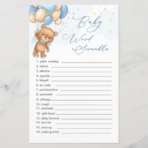 Teddy Bear Blue Balloons Word Scramble Game