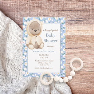 Teddy Bear Blue Boy Baby Shower Template