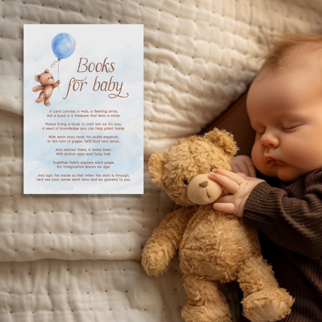 Teddy Bear Blue Boy Books for Baby Enclosure Card (Creator Uploaded)