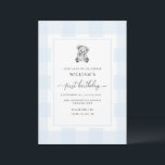 Teddy Bear Blue Gingham 1st Birthday Invitation<br><div class="desc">Celebrate your son's first birthday with this classic gingham boy baby shower invitation. The design features a timeless gingham design and a hand-drawn teddy bear. The script "first birthday" heading is an image that cannot be edited. The heading image can be resized to fit any invitation size. All of the...</div>
