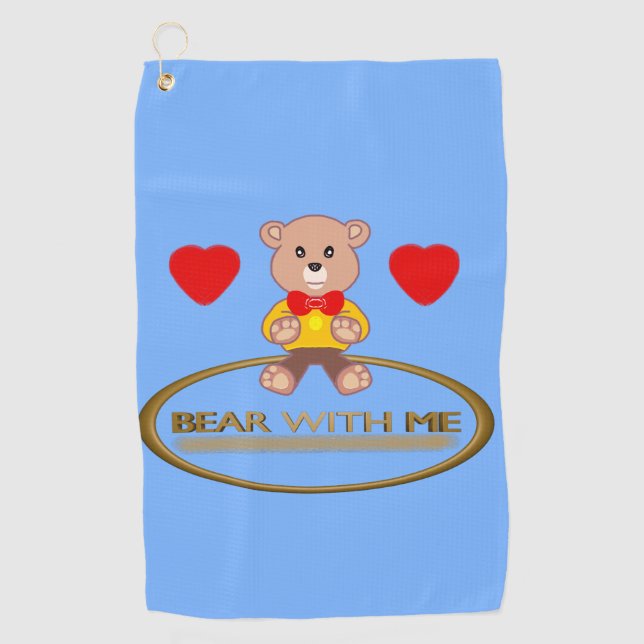 Teddy Bear Blue Golf Towel (Front)