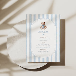 Teddy Bear Blue Minimalist Menu