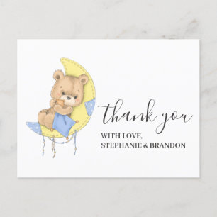 Teddy Bear BLUE Moon Thank You  Card