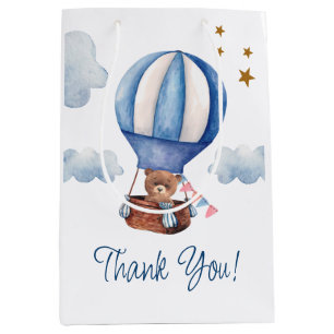 Teddy Bear Blue Thank You Medium Gift Bag