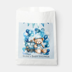 Teddy Bear Blue Train Boy Baby Shower Favour Bag