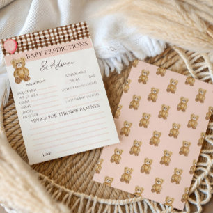 Teddy Bear Blush Pink Baby Shower Prediction Game