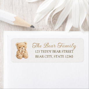 Teddy Bear Boho Baby Shower Return Address Label