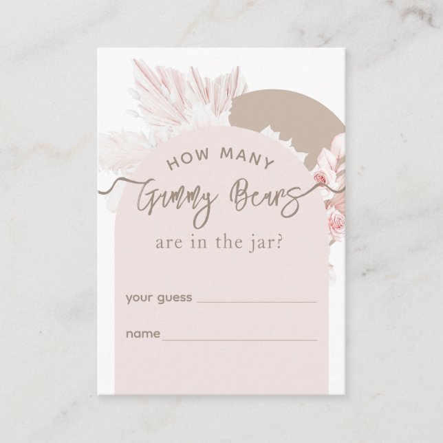Teddy Bear Boho Girl Baby Shower guess game  Enclosure Card (Front)