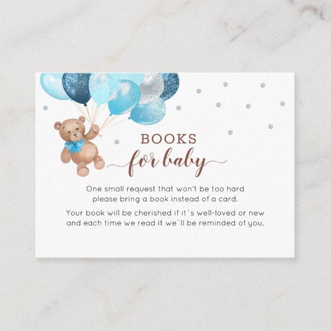 Teddy Bear Book Request Baby Shower Enclosure Card (Front)
