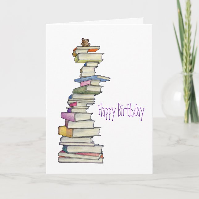 Teddy Bear Books Birthday Card (Front)