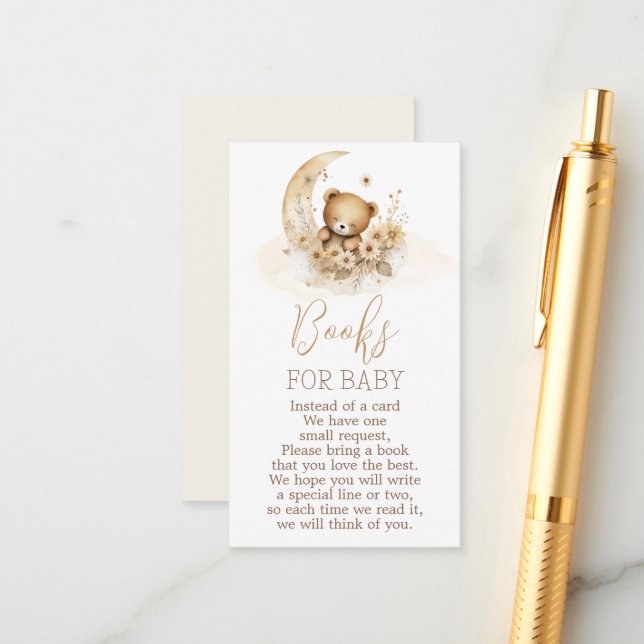 Teddy Bear Books for Baby Boy Card (Front/Back In Situ)