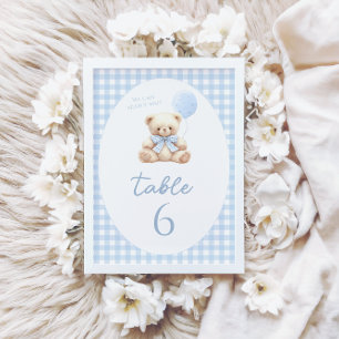 Teddy Bear Bow Balloon Baby Shower Table Numbers