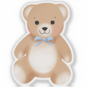 Teddy Bear Bow Stuffy Blue Baby Shower