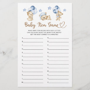 Teddy bear boy baby shower Baby Item Game