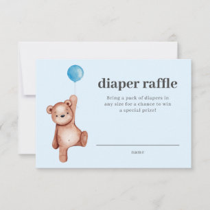 Teddy Bear Boy Baby Shower Diaper Raffle Insert Invitation