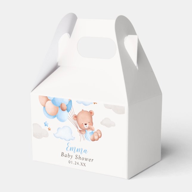 Teddy Bear Boy Baby Shower Favour Box (Front Side)