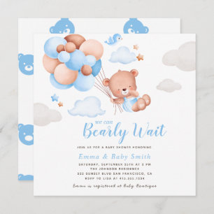 Teddy Bear Boy Baby Shower Invitation