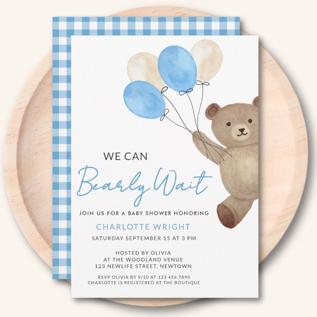 Teddy Bear Boy Baby Shower Invitation (Creator Uploaded)