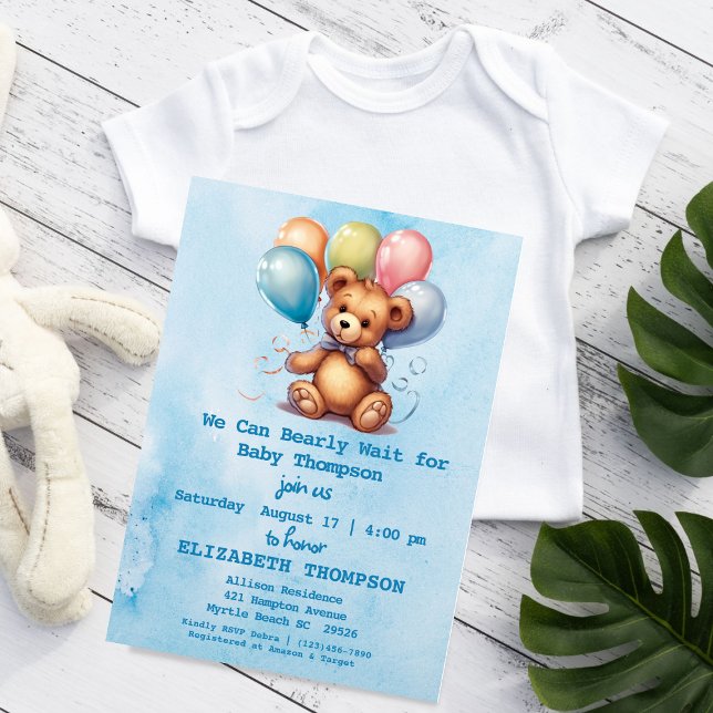 Teddy Bear Boy Baby Shower Invitation  (Creator Uploaded)