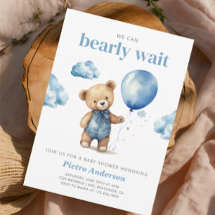 Teddy Bear Boy Baby Shower Invitation